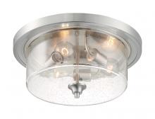  60/7191 - Bransel - 3 Light Flush Mount with Seeded Glass - Brushed Nickel Finish