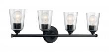 Nuvo 60/7284 - Bransel - 4 Light Vanity with Seeded Glass - Matte Black Finish