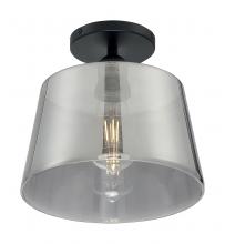 Nuvo 60/7334 - Motif - 1 Light Semi-Flush with Smoked Glass - Black and Smoked Glass Finish