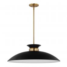 Nuvo 60/7462 - Perkins; 1 Light; Large Pendant; Matte Black with Burnished Brass