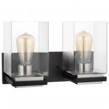  60/7652 - Crossroads; 2 Light Vanity; Matte Black with Clear Glass