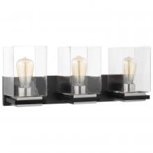  60/7653 - Crossroads; 3 Light Vanity; Matte Black with Clear Glass