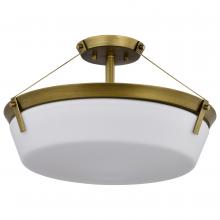 Nuvo 60/7752 - Rowen 4 Light Semi Flush; Natural Brass Finish; Etched White Glass