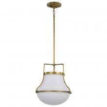 Nuvo 60/7863 - Valdora 1 Light Pendant; 14 Inches; Natural Brass Finish; White Opal Glass
