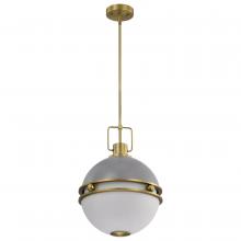 Nuvo 60/7877 - Everton 2 Light Pendant; 14 Inches; Matte Gray and Brass Finish; Etched Opal Glass