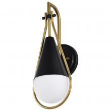Nuvo 60/7901 - Admiral 1 Light Wall Sconce; Matte Black and Natural Brass Finish; White Opal Glass