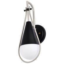 Nuvo 60/7911 - Admiral 1 Light Wall Sconce; Matte Black and Brushed Nickel Finish; White Opal Glass
