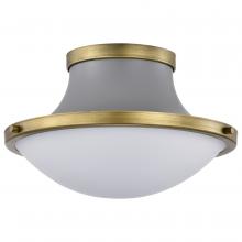 Nuvo 60/7915 - Lafayette 1 Light Flush Mount Fixture; 14 Inches; Gray Finish with Natural Brass Accents and White