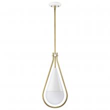 Nuvo 60/7923 - Admiral 1 Light Pendant; 10 Inches; Matte White and Natural Brass Finish; White Opal Glass