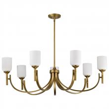 Nuvo 60/8671 - Solara; 7 Light Chandelier; Natural Brass Finish; Frosted Ribbed Glass