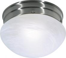 Nuvo SF76/671 - 1 Light - 8" - Flush with Alabaster Glass - Brushed Nickel Finish