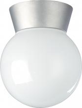 Nuvo SF77/152 - 1 Light - 8" Utility Ceiling with White Glass - Satin Aluminum Finish