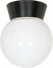 Nuvo SF77/157 - 1 Light - 8" Utility Ceiling with White Glass - Black Finish