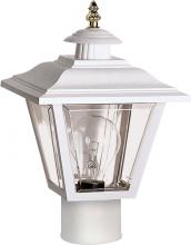 Nuvo SF77/899 - 1 Light - 13'' Coach Post Top Lantern with Finial; Beveled Acrylic Panels; White Finish