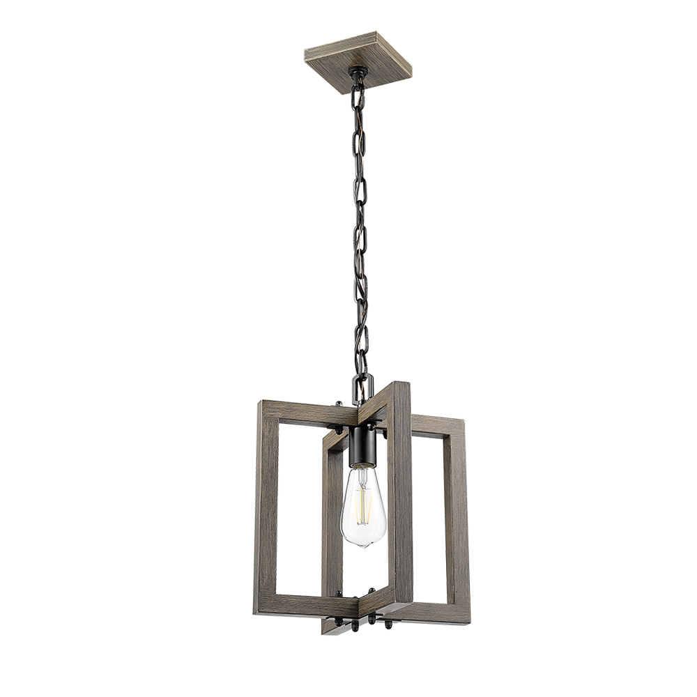 Vivio Roxton 1-Light Pendant - MB with Wood Style Accents