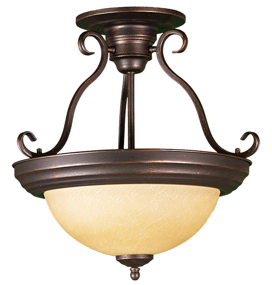 Semi Flush Entry Fixture - RB Tea Stained Glass