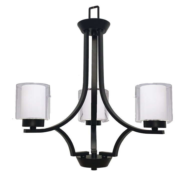 Sonora 3-Light Chandelier - MB - Clear & White Glass
