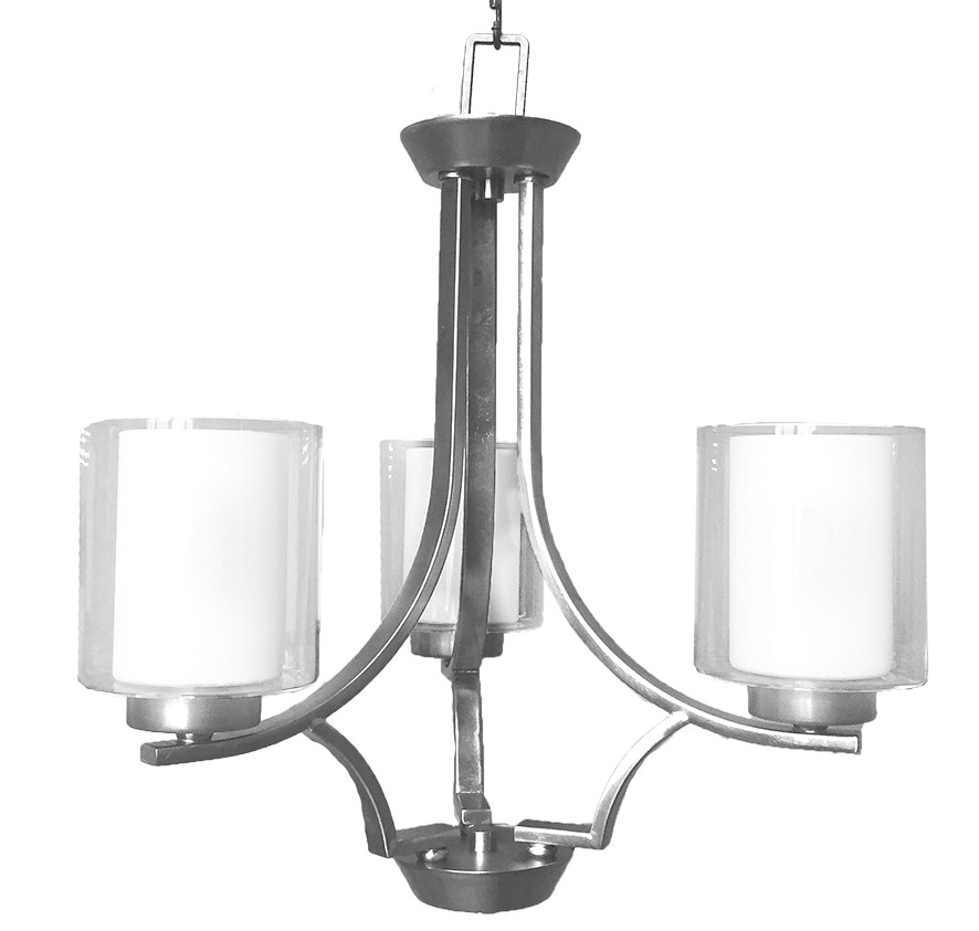 Sonora 3-Light Chandelier - NK - Clear & White Glass