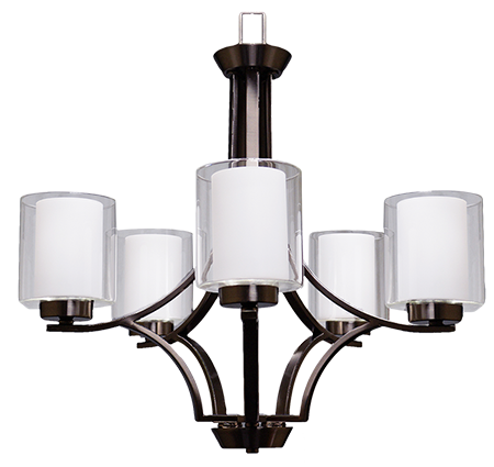 Sonora 5-Light Chandelier - MB - Clear & White Glass