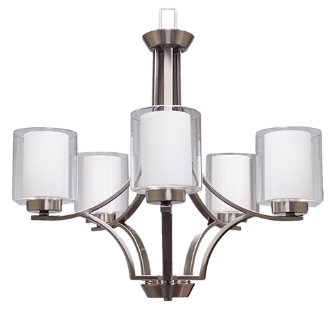 Sonora 5-Light Chandelier - NK - Clear & White Glass