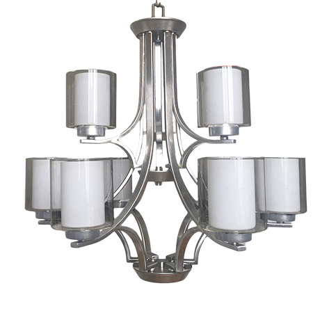 Sonora 9-Light Chandelier - NK - Clear & White Glass