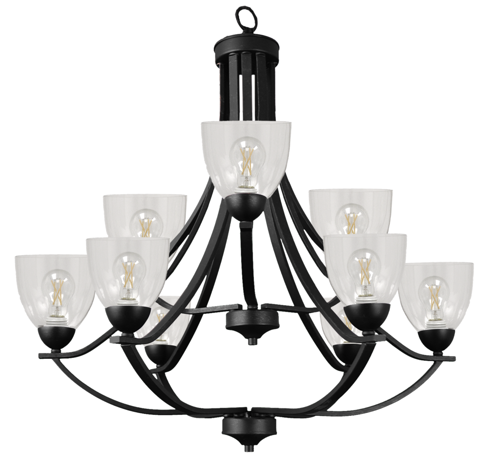Victoria 9-Light Chandelier - MB Clear Glass