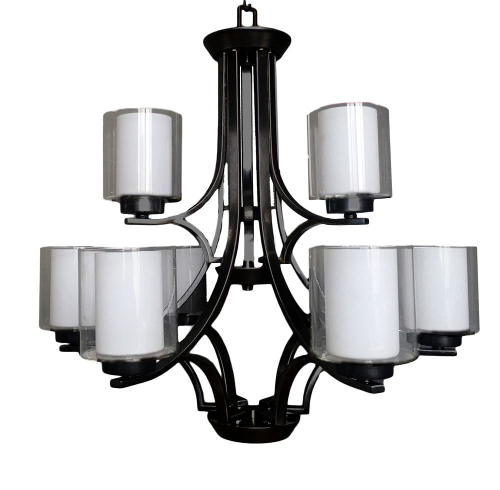 Sonora 9-Light Chandelier - MB - Clear & White Glass