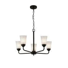 HOMEnhancements 22014 - Aria 5-Light Frosted Cone Glass Chandelier - MB