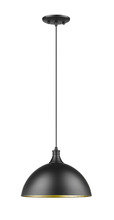  70061 - Vivio Mia 1-Light 12" Metal Shade Corded Pendant - Matte Black/Matte Gold