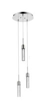 HOMEnhancements 70346 - Vivio Soffi 3-light Illuminated Glass Cylinder Pendant - Polished Nickel