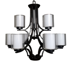 HOMEnhancements 19347 - Sonora 9-Light Chandelier - MB - Clear & White Glass