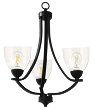  19569 - Victoria 3-Light Chandelier - MB Clear Glass